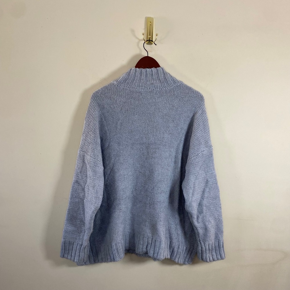 New Directions Cable Knit Turtleneck Sweater Light Blue Gray Size XL Cozy Winter - Picture 5 of 7